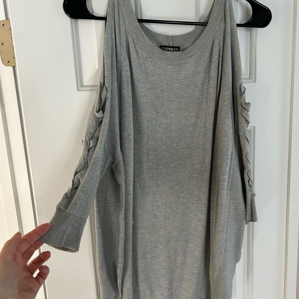 Express Light Gray Knit Pullover